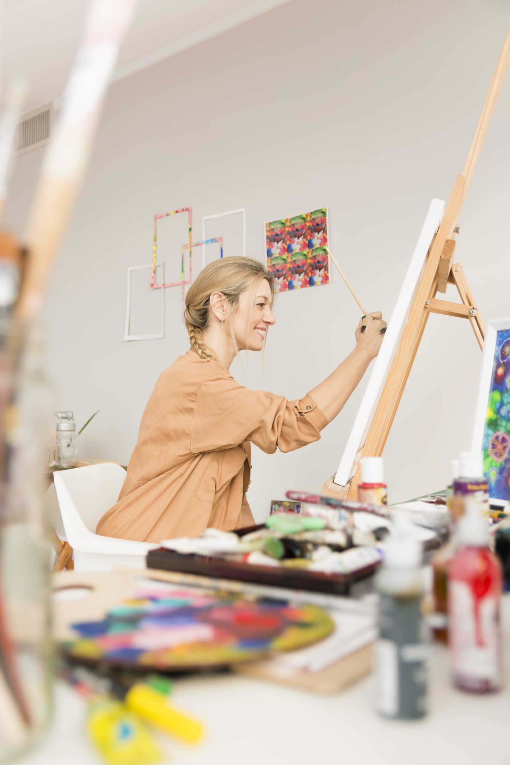 lovely art composition with happy female model